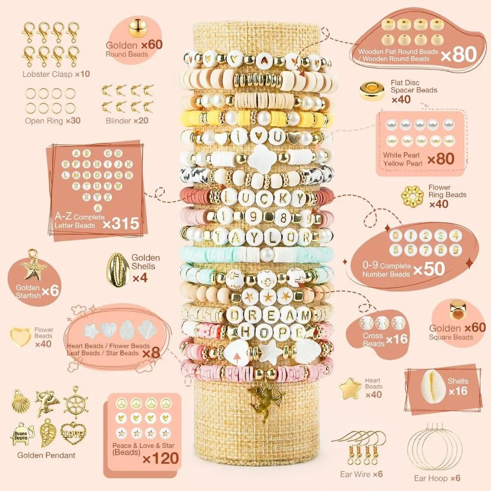 Clay Bead DIY Jewelry Kit 10800Pcs Letter Beads Friendship Bracelets SEALED